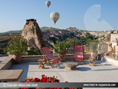 Heissluft Ballon über der Terasse der Suite Asmalı Odalar - ASMALI CAVE HOUSE Romantik und Höhlenhotel in Kappadokien, der Insider Tip für Ihren individuellen Urlaub in der Türkei